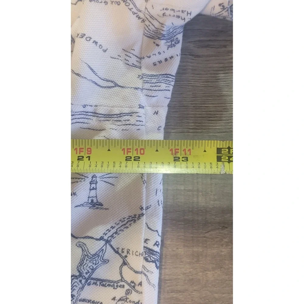 Ralph Lauren Mens Knit Oxford Polo Shirt Large Montauk Long Island Map Print